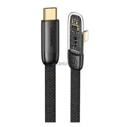   USAMS ICEFLAKE adatkábel (Type-C - lightning, 20W, PD gyorstöltő, 120cm, 90 fokos) FEKETE