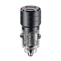   USAMS C36 autós töltő USB+Type-C aljzat (95W, PD gyorstöltő) FEKETE
