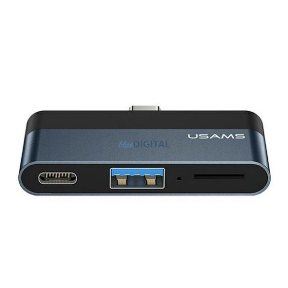 USAMS adapter (USB+Type-C aljzat, microSD kártyaolvasó - Type-C) SZÜRKE