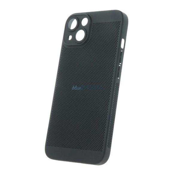 Műanyag telefonvédő (légáteresztő, lyukacsos minta, kamera védelem) FEKETE Samsung Galaxy S20 FE (SM-G780)