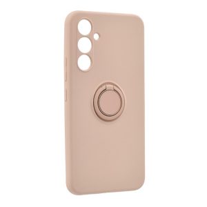 Szilikon telefonvédő (telefontartó gyűrű, mikrofiber plüss belső, beépített fémlemez, kamera védelem) RÓZSASZÍN Samsung Galaxy A34 5G (SM-A346)