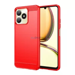   Szilikon telefonvédő (közepesen ütésálló, légpárnás sarok, szálcsiszolt, karbon minta) PIROS Realme C53