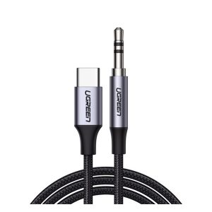 UGREEN AV143 audió kábel (3.5mm jack - Type-C, 100cm, cipőfűző) SZÜRKE