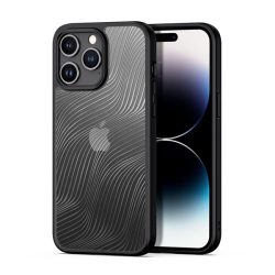  DUX DUCIS AIMO műanyag telefonvédő (közepesen ütésálló, szilikon keret, kamera védelem, matt, hullám minta) FEKETE Apple iPhone 15 Pro Max