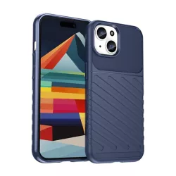   Szilikon telefonvédő (közepesen ütésálló, csíkos, dombor minta) SÖTÉTKÉK Apple iPhone 15