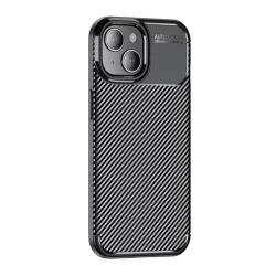   Szilikon telefonvédő (közepesen ütésálló, légpárnás sarok, karbon minta) FEKETE Apple iPhone 15
