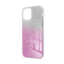   Szilikon telefonvédő (műanyag belső, csillogó hátlap) RÓZSASZÍN / ÁTLÁTSZÓ Apple iPhone 15