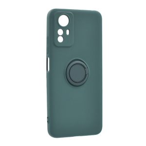 Szilikon telefonvédő (telefontartó gyűrű, mikrofiber plüss belső, beépített fémlemez, kamera védelem) SÖTÉTZÖLD Xiaomi Redmi Note 12S