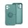 Szilikon telefonvédő (telefontartó gyűrű, mikrofiber plüss belső, beépített fémlemez, kamera védelem) SÖTÉTZÖLD Xiaomi Redmi Note 12S