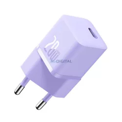   BASEUS hálózati töltő Type-C aljzat (20W, GaN5, PD gyorstöltő) LILA