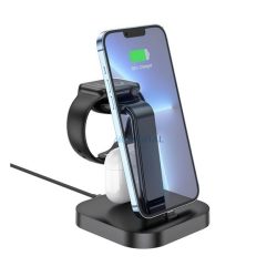   HOCO CW43 asztali töltőállvány 3in1 (5W, wireless, Apple Watch töltő) FEKETE