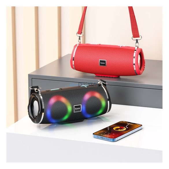 HOCO HC12 bluetooth hordozható hangszóró (v5.0, 1200mAh, kártyaolvasó, 5W, LED világítás) FEKETE