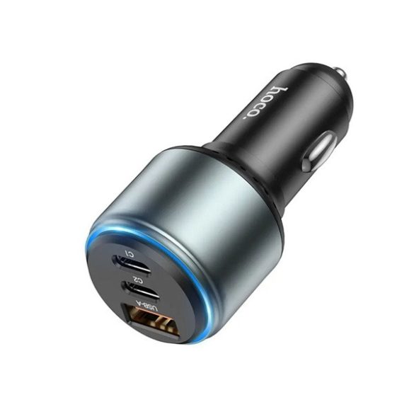 HOCO NZ9 autós töltő USB+2 Type-C aljzat (95W, PD gyorstöltő) FEKETE