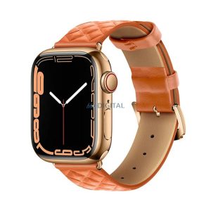 HOCO WA18 pótszíj (egyedi méret, kicsi, szilikon, bőr hatású, állítható, 3D rombusz) NARANCSSÁRGA Apple Watch Series 1 38mm, Apple Watch Series 2 38mm, Apple Watch Series 3 38mm, Apple Watch Series 4 40mm, Apple Watch Series 5 40mm, Apple Watch Serie