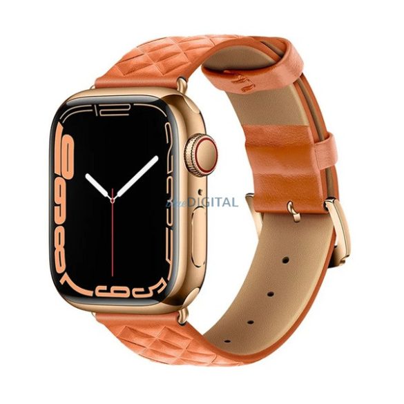 HOCO WA18 pótszíj (egyedi méret, nagy, szilikon, bőr hatású, állítható, 3D rombusz) NARANCSSÁRGA Apple Watch Series 1 42mm, Apple Watch Series 2 42mm, Apple Watch Series 3 42mm, Apple Watch Series 4 44mm, Apple Watch Series 5 44mm, Apple Watch Series