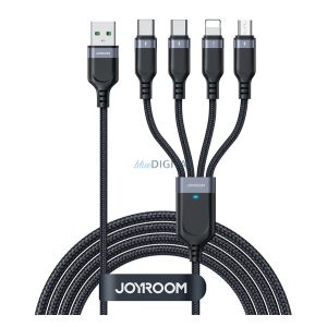 JOYROOM adatkábel 4in1 (USB - 2 Type-C/lightning/microUSB, 3.5A, gyorstöltő, 120cm) FEKETE