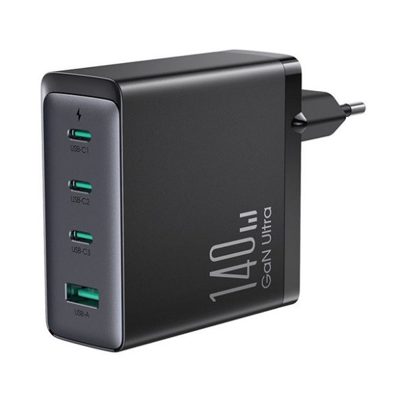 JOYROOM hálózati töltő USB+3 Type-C aljzat (240W, GaN, PD gyorstöltő 3.0) FEKETE