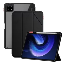   NILLKIN BEVEL tok álló, bőr hatású (aktív FLIP, oldalra nyíló, TRIFOLD, asztali tartó, ceruza tartó) FEKETE Xiaomi Pad 6