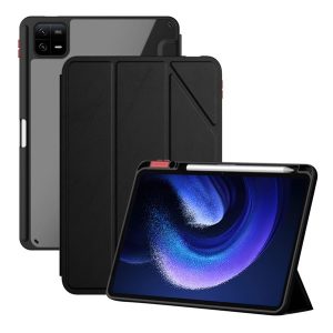 NILLKIN BEVEL tok álló, bőr hatású (aktív FLIP, oldalra nyíló, TRIFOLD, asztali tartó, ceruza tartó) FEKETE Xiaomi Pad 6