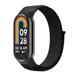   Pótszíj (egyedi méret, nylon, tépőzáras, légáteresztő) FEKETE Xiaomi Smart Band 9, Band 8