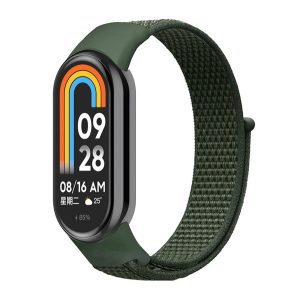 Pótszíj (egyedi méret, nylon, tépőzáras, légáteresztő) SÖTÉTZÖLD Xiaomi Band 8