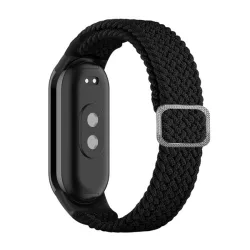   Pótszíj (egyedi méret, textil, szőtt minta) FEKETE Xiaomi Band 8