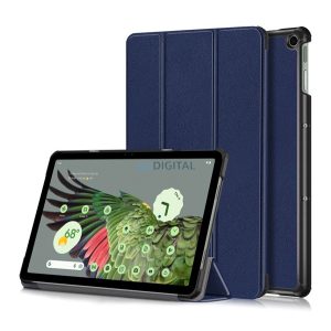 Tok álló, bőr hatású (FLIP, oldalra nyíló, TRIFOLD, asztali tartó) SÖTÉTKÉK Google Pixel Tablet