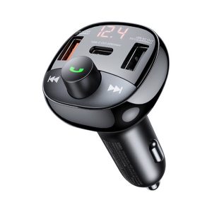 REMAX LODI bluetooth FM transmitter autós töltő 2 USB+Type-C aljzat (15W, 54.5W, LED kijelző) FEKETE 