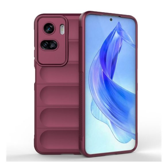 Szilikon telefonvédő (közepesen ütésálló, kamera védelem, 3D minta) BORDÓ Honor 90 Lite 5G