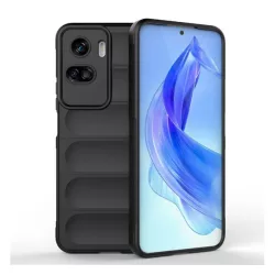   Szilikon telefonvédő (közepesen ütésálló, kamera védelem, 3D minta) FEKETE Honor 90 Lite 5G
