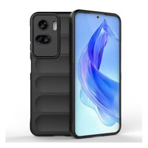 Szilikon telefonvédő (közepesen ütésálló, kamera védelem, 3D minta) FEKETE Honor 90 Lite 5G