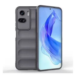   Szilikon telefonvédő (közepesen ütésálló, kamera védelem, 3D minta) SÖTÉTSZÜRKE Honor 90 Lite 5G
