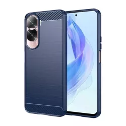   Szilikon telefonvédő (közepesen ütésálló, légpárnás sarok, szálcsiszolt, karbon minta) SÖTÉTKÉK Honor 90 Lite 5G