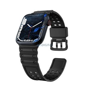 Pótszíj (egyedi méret, nagy, szilikon) FEKETE Apple Watch Series 10 46mm, Watch Ultra 2 49mm, Watch Series 9 45mm