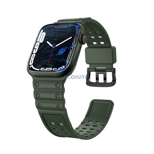 Pótszíj (egyedi méret, kicsi, szilikon) SÖTÉTZÖLD Apple Watch Series 4 40mm, Apple Watch Series 5 40mm, Apple Watch Series 6 40mm, Apple Watch Series SE 2 40mm, Apple Watch Series SE 40mm, Apple Watch Series 7 41mm, Appl