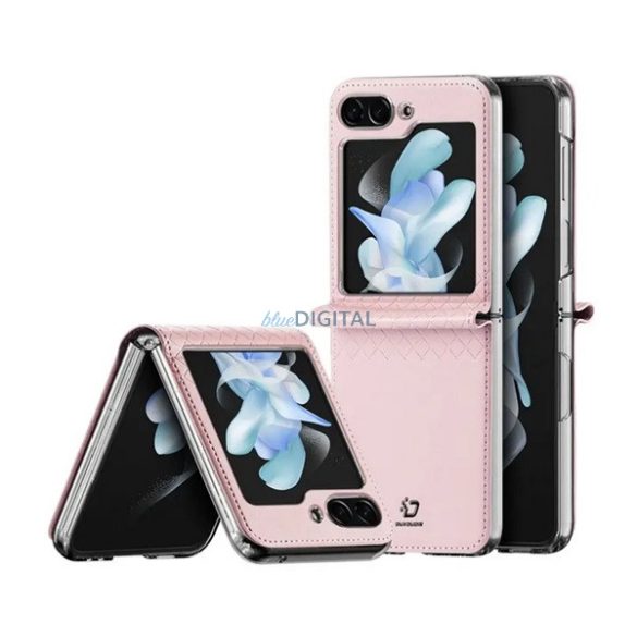 DUX DUCIS BRIL műanyag telefonvédő (közepesen ütésálló, bőr hatású hátlap, rombusz minta) RÓZSASZÍN Samsung Galaxy Z Flip5 5G (SM-F731)