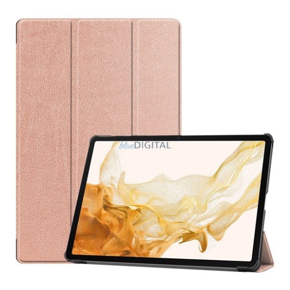 Tok álló, bőr hatású (aktív FLIP, oldalra nyíló, TRIFOLD, asztali tartó, ceruza tartó) ROZÉARANY Samsung Galaxy Tab S9 Plus WIFI (SM-X810), Samsung Galaxy Tab S9 Plus LTE (SM-X816)