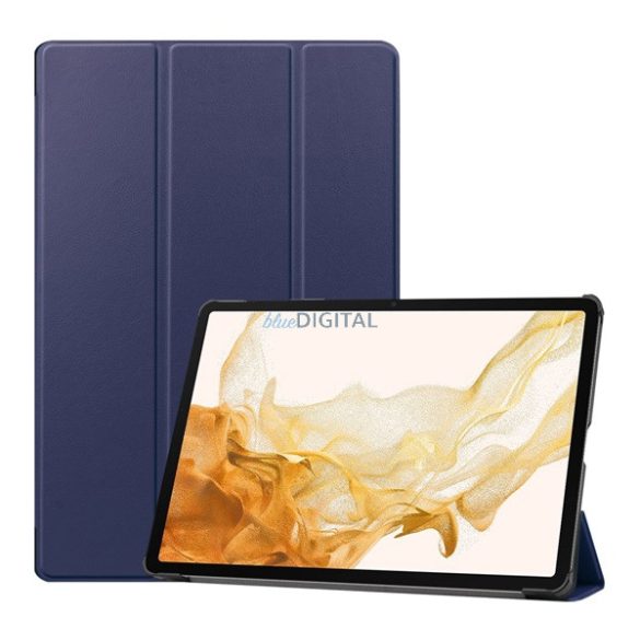 Tok álló, bőr hatású (aktív FLIP, oldalra nyíló, TRIFOLD, asztali tartó, ceruza tartó) SÖTÉTKÉK Samsung Galaxy Tab S9 Plus WIFI (SM-X810), Samsung Galaxy Tab S9 Plus LTE (SM-X816)