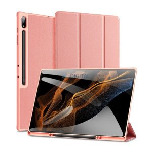 DUX DUCIS DOMO tok álló, bőr hatású (aktív FLIP, oldalra nyíló, TRIFOLD, S Pen tartó, textil minta) RÓZSASZÍN Samsung Galaxy Tab S9 Ultra WIFI (SM-X910), Samsung Galaxy Tab S9 Ultra LTE (SM-X916)