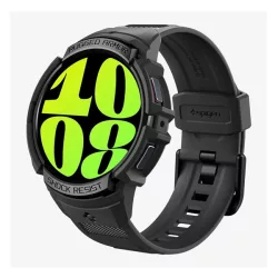   SPIGEN RUGGED ARMOR PRO pótszíj (egyedi méret, szilikon, közepesen ütésálló, állítható + szilikon keret) FEKETE Samsung Galaxy Watch 6 44mm (SM-R940), Samsung Galaxy Watch 6 eSIM 44mm (SM-R