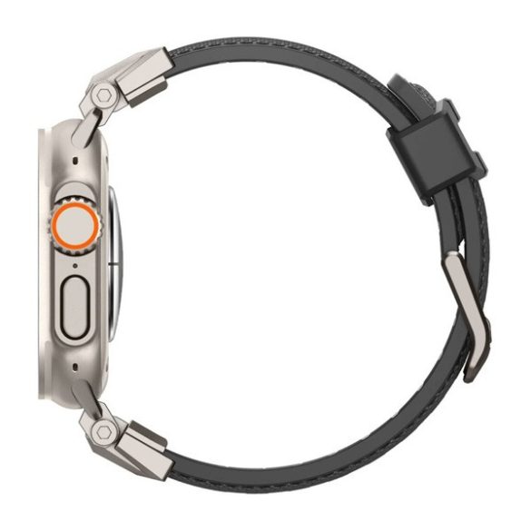 SPIGEN DURAPRO ARMOR pótszíj (egyedi méret, nagy, szilikon, állítható, fém csat) FEKETE Apple Watch Series 4 44mm, Apple Watch Series 5 44mm, Apple Watch Series 6 44mm, Apple Watch Series 7 45mm, Apple Watch Series 8 45mm, Apple Watch Series SE 44mm,