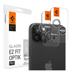   SPIGEN OPTIK PRO kameravédő üveg 2db (lekerekített szél, karcálló, 9H, csak lencse) ÁTLÁTSZÓ Apple iPhone 15, Apple iPhone 15 Plus