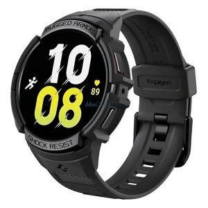 SPIGEN RUGGED ARMOR PRO pótszíj (egyedi méret, szilikon, ütésállóság + szilikon keret) FEKETE Samsung Galaxy Watch 6 40mm (SM-R930)