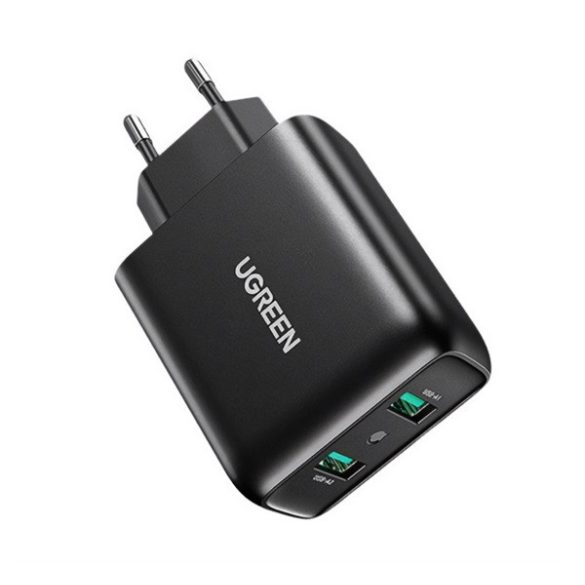 UGREEN hálózati töltő 2 USB aljzat (18W, PD gyorstöltő 3.0) FEKETE 