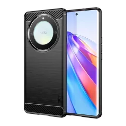   MOFI szilikon telefonvédő (közepesen ütésálló, légpárnás sarok, szálcsiszolt, karbon minta) FEKETE Honor Magic5 Lite 5G