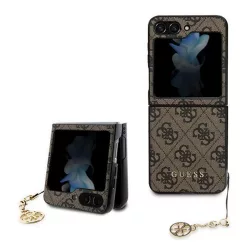   CG MOBILE GUESS 4G CHARMS műanyag telefonvédő (textil hátlap, telefondísz) BARNA Samsung Galaxy Z Flip5 5G (SM-F731)