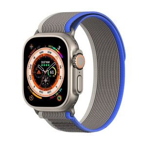 DUX DUCIS YJ pótszíj (egyedi méret, nagy, textil, állítható) VILÁGOSKÉK/SZÜRKE Apple Watch Series 1 42mm, Apple Watch Series 2 42mm, Apple Watch Series 3 42mm, Apple Watch Series 4 44mm, Apple Watch Series 5 44mm, Apple Watch Series 6 44mm, Apple Wa