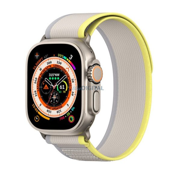 DUX DUCIS YJ pótszíj (egyedi méret, nagy, textil, állítható) SÁRGA/BÉZS Apple Watch Series 1 42mm, Apple Watch Series 2 42mm, Apple Watch Series 3 42mm, Apple Watch Series 4 44mm, Apple Watch Series 5 44mm, Apple Watch Series 6 44mm, Apple Wa