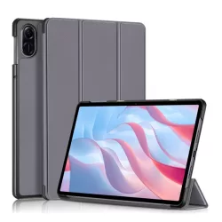   Tok álló, bőr hatású (FLIP, oldalra nyíló, TRIFOLD, asztali tartó) SÖTÉTSZÜRKE Honor Pad X9