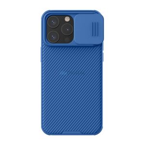 NILLKIN CAMSHIELD PRO MAGNETIC műanyag telefonvédő (közepesen ütésálló, kamera védelem, fémlemez, csíkos) SÖTÉTKÉK Apple iPhone 15 Pro Max